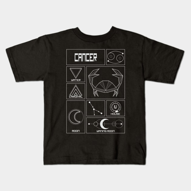 Cancer Profile - Astrology Signs Kids T-Shirt by alcateiaart